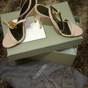 TOM FORD Strappy Leather Ankle-Lock Sandal, Nude